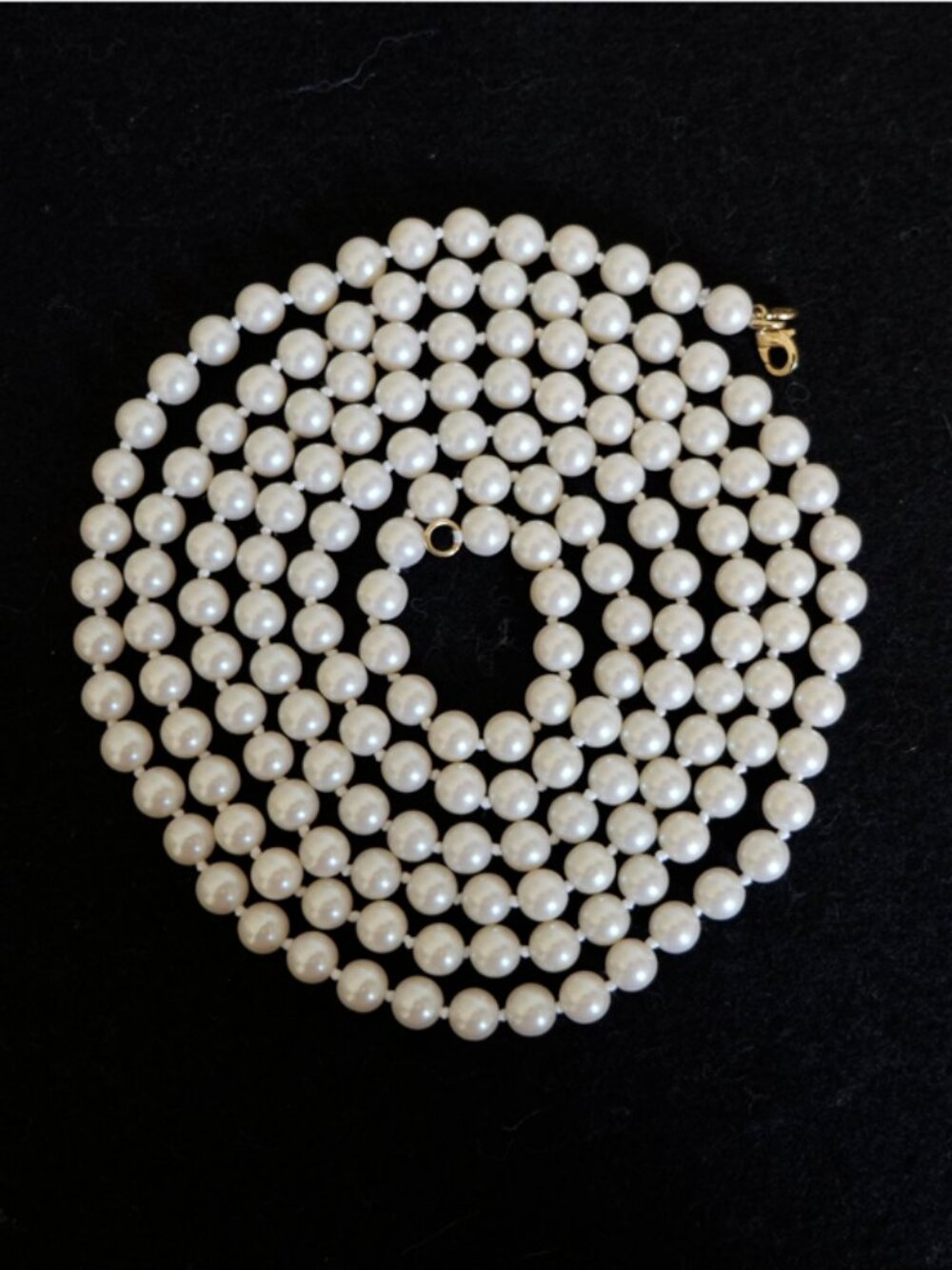 Vintage Monet 60" opera length 5mm faux pearl necklace